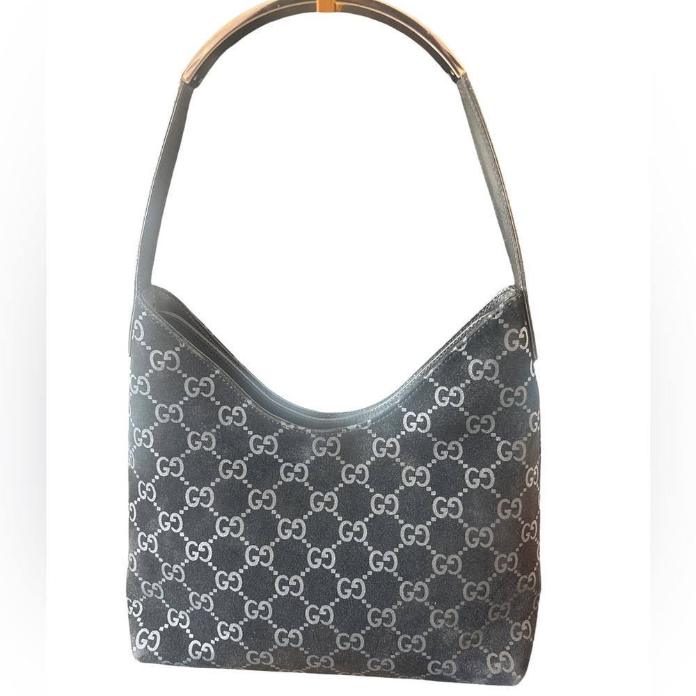 SOLD! Gucci Black GG Monogram Shoulder Bag
